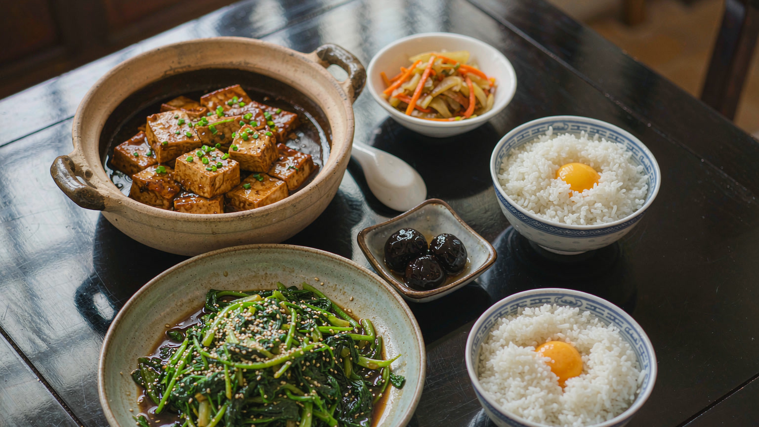 在中国素食的餐桌实拍